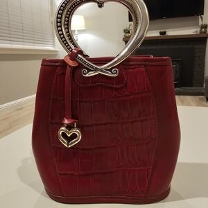 Brighton Red Croc-Embossed Heart Handle Bag